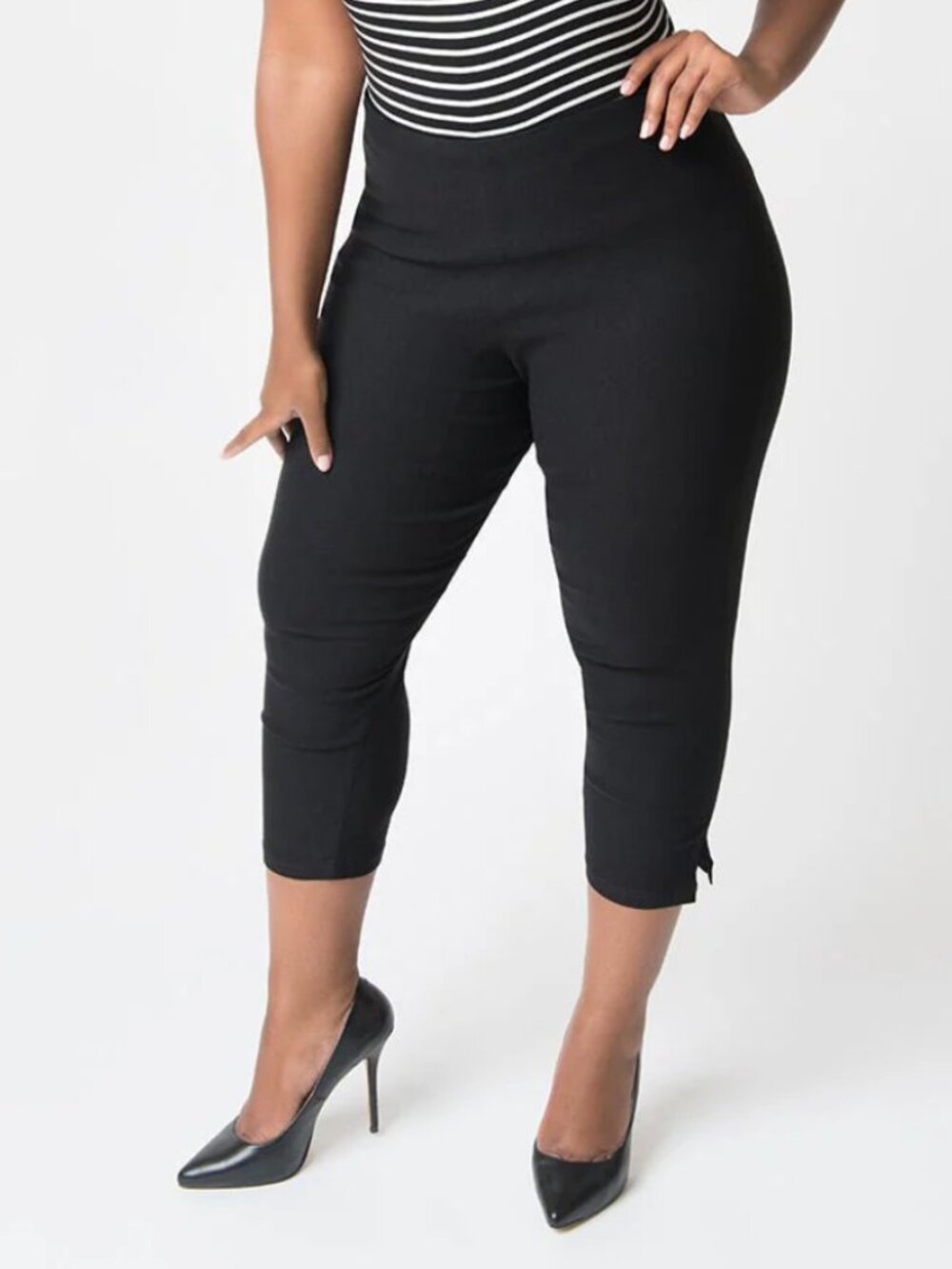 NWT Unique Vintage Plus Size 1950s Black High Waist Rachelle Capri Pants